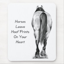 Horses Leave Hoofprints On Your Heart: Pencil Art Mouse Pad