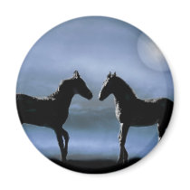 Horses making friends by moonlight magnet