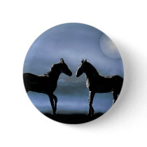 Horses making friends by moonlight pinback buttons