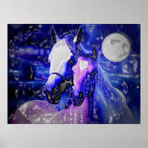 Horses & Night Poster Print - Abstract Horses Art