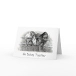 HORSES NUZZLING: PENCIL ART: VALENTINE GREETING CARD