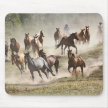 Horses running during roundup, Montana Mouse Pads