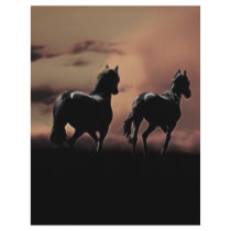 Horses running wild at sunset letterhead design