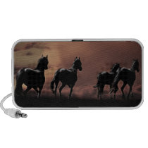 Horses running wild at sunset pc speakers