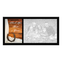 Horseshoe and Satin Country Wedding Thank You Customized Photo Card