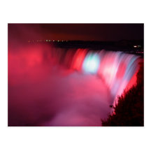 Horseshoe Falls Niagara Red Blue Lights Postcard