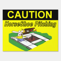 HorseShoe Pitching Caution Yard Sign