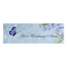 Hortensias bleus, papillon et floral moderne de re cartes de visite professionnelles