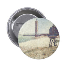 Hospice and Lighthouse at Honfleur by Seurat Pinback Buttons