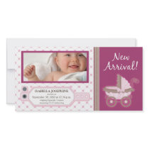 Hospital ID Tag Baby Birth Announcement: pink Photo Greeting Card
