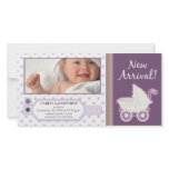 Hospital ID Tag Baby Birth Announcement: purple photo cards