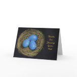 HOSPITALITY THANKS: BIRD EGGS, NEST: ART GREETING CARD