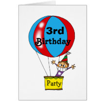Hot air balloon 3rd birthday party invitations card