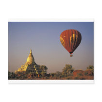 Hot-air Balloon and Bagan Temple, Burma Post Card