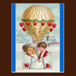 Hot Air Balloon Vintage Valentine postcards