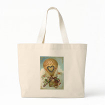 Hot Air Balloon With Flowers Valentine Cards, Gift Tote Bag