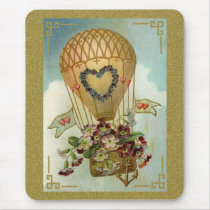 Hot Air Balloon With Flowers Valentine Cards, Gift Mouse Mat