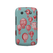 Hot Air Balloons in Flight, Red on Robins Egg Blue Blackberry Bold Cover