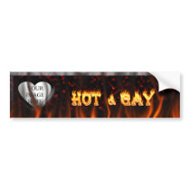 Hot and Gay fire and flames red marble Bumper Stickers