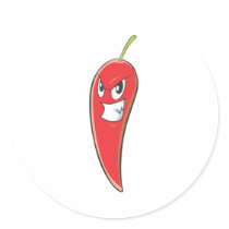 Hot and Spicy Red Chili Pepper Round Stickers