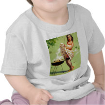 Hot Barbecue Time - Retro Pin Up Girl Tee Shirt