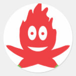 hot chili flame round stickers