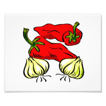 Hot Chili Pepper and Onion Graphic Photo
