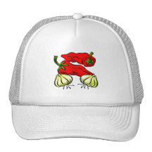 Hot Chili Pepper and Onion Graphic Trucker Hats