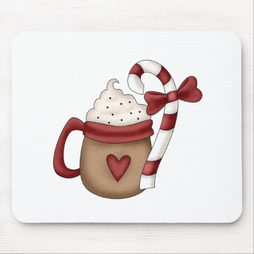 hot cocoa and candy cane mousepads