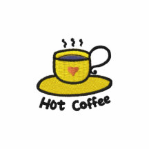 Hot coffee (black outline) embroidered shirt