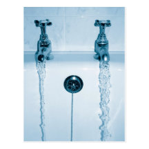 Hot & Cold Water, Bath time, Running Faucets Postcards