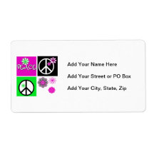 Hot Colours Peace T-shirts and Gifts Personalized Shipping Labels