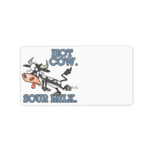 hot cow sour milk funny cartoon moo cow labels