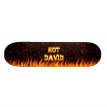 Hot David fire and flames red marble. Skateboard
