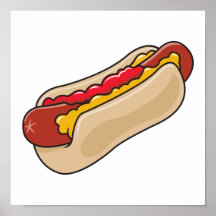 hot-dog en petit pain avec le graphique de ketchup poster