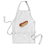 hot dog in bun with ketchup and mustard graphic aprons