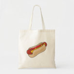 hot dog in bun with ketchup and mustard graphic canvas bags