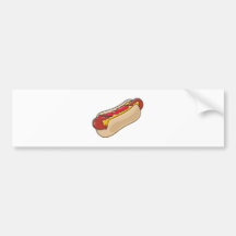hot dog in bun with ketchup and mustard graphic bumper sticker