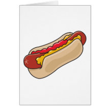 hot dog in bun with ketchup and mustard graphic cards