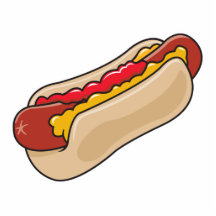 hot dog in bun with ketchup and mustard graphic photo cut out