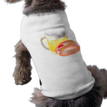 Hot dog on a bun and beer with all the fixin's dog shirt