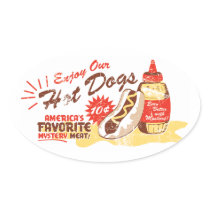 Hot Dog Oval Stickers