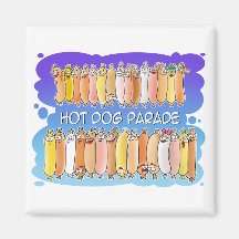 Hot Dog Parade with blue background Refrigerator Magnet