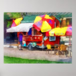 Hot Dog Stand in Mall Print