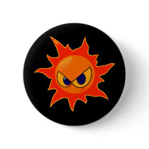 Hot Fire Smiley Face Black Button