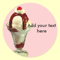 Hot Fudge Sundae Retro Ice Cream Stickers Tags stickers