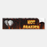 Hot grandpa fire and red marble heart. bumper sticker
