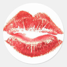 Hot Lips Round Sticker