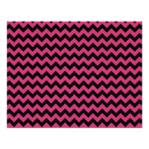 Hot Magenta Pink and Black Chevron Pattern Photographic Print