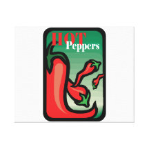 Hot Pepper Text Graphic two chilis Stretched Canvas Print